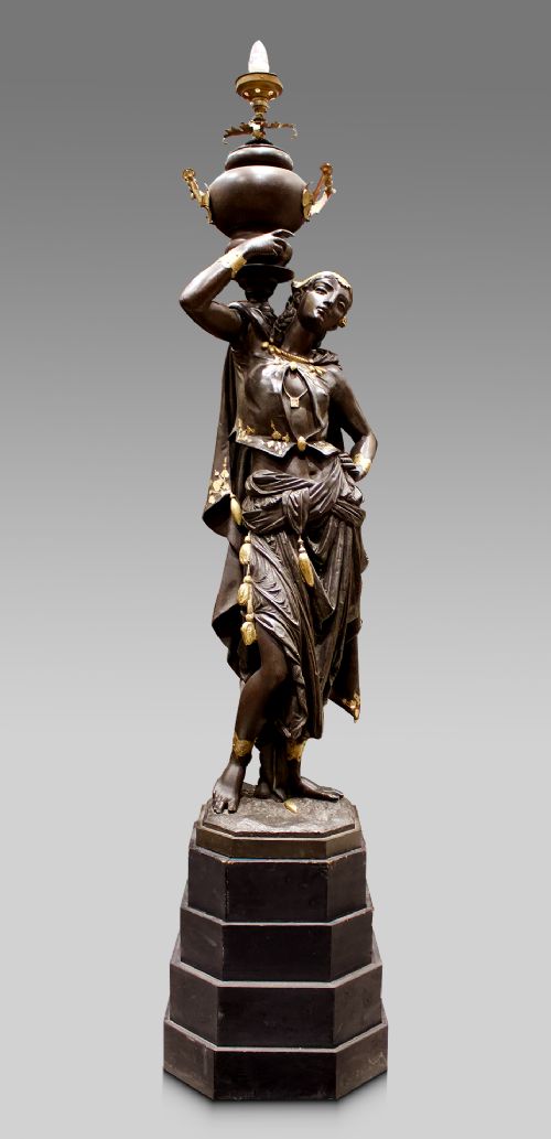 Large Impressive Antique Spelter Figure of Eastern Lady on Base Circa 1900