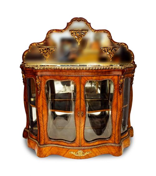 Exceptional Antique Kingwood Side Cabinet with Mirrored Top - Rare Shape and Form