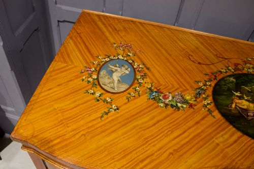 fig 2. Elegant Edwardian Satinwood Painted Serpentine Desk