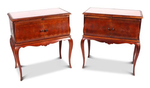 Pair of French Antique Walnut Bedside Cabinets