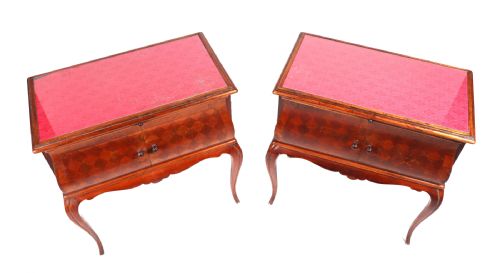 fig 1. Pair Of French Antique Walnut Bedside Cabinets