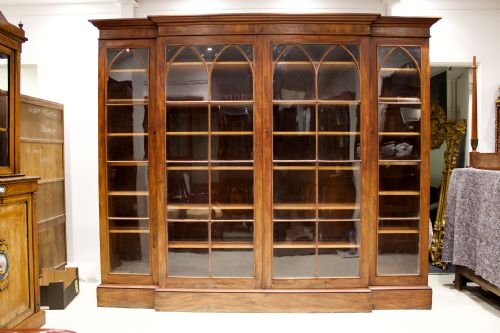 fig 1. STUNNING WILLIAM IV GOTHIC REVIVAL MAHOGANY FOUR DOOR BOOKCASE