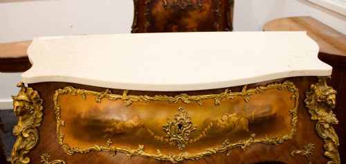 fig 2. Antique French Cabinet In Kingwood With Vernis Martin Painted Panels - Late 19th Century Elegance