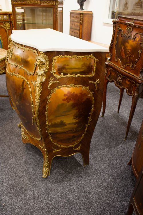 fig 4. Antique French Cabinet In Kingwood With Vernis Martin Painted Panels - Late 19th Century Elegance