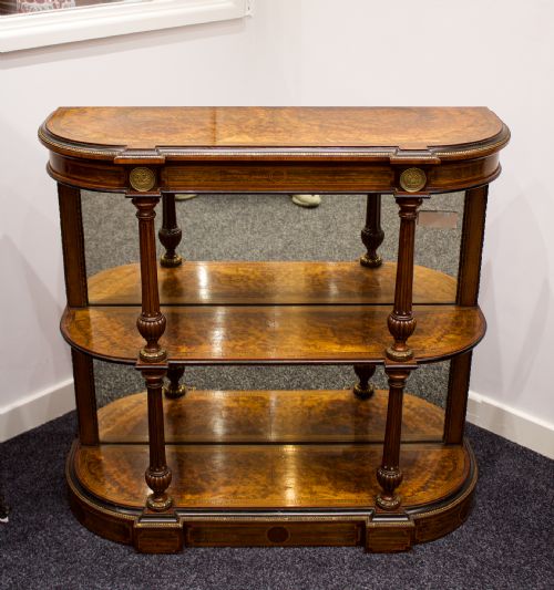 fig 1. Antique Victorian Burr Walnut Side Cabinet / Open Bookcase