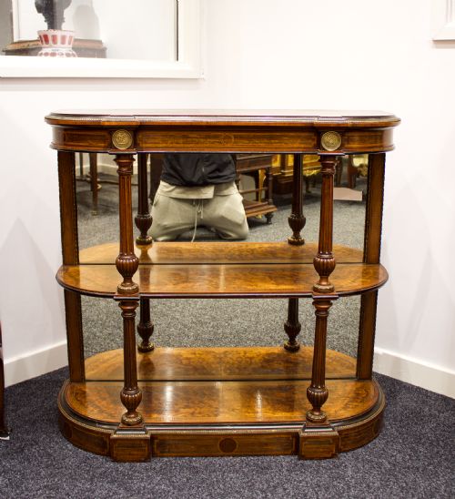 fig 2. Antique Victorian Burr Walnut Side Cabinet / Open Bookcase