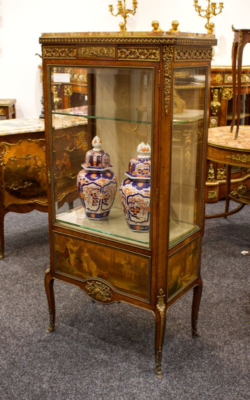 fig 1. Exquisite French Vernis Martin Vitrine Display Cabinet By Francois Linke