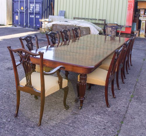 fig 1. Stunning Quality Antique Mahogany Extending Dining Table & 10 Chairs