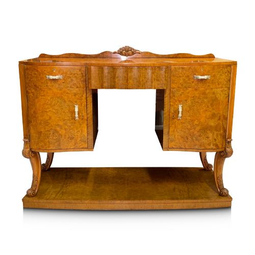 ANTIQUE EPSTEIN ART DECO SIDEBOARD WITH DRAWERS CUPBOARDS AND CABRIOLE SUPPORTS CIRCA 1930