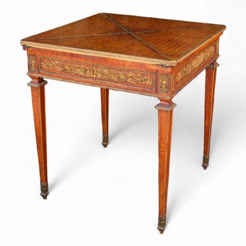 19th Century French King & Parquetry Envelope Games Table by Francois Linke