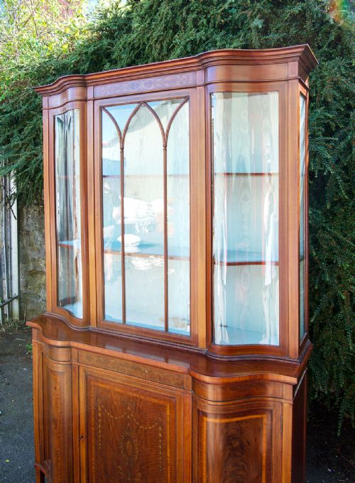 ANTIQUE MAHOGANY INLAID DISPLAY CABINET BY MAPLE CO - ADDITIONAL PHOTO 6