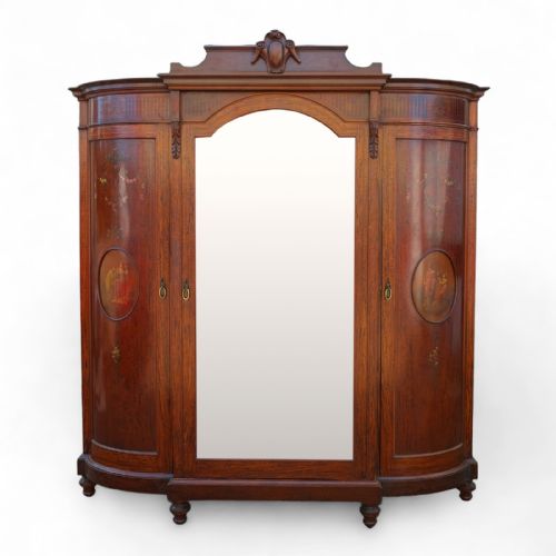 Stunning Satinwood Painted Three Door Wardrobe by Maple & Co