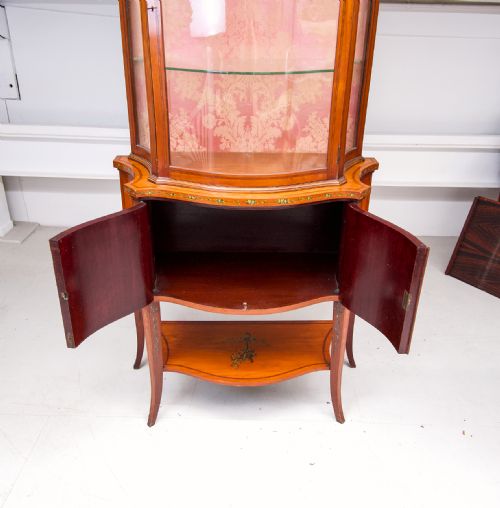 ANTIQUE 19TH CENTURY SATINWOOD PAINTED CABINET ON STAND - ADDITIONAL PHOTO 7