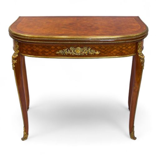 19th Century French Gilt Bronze Mounted Games Table Possibly by Francois Linke