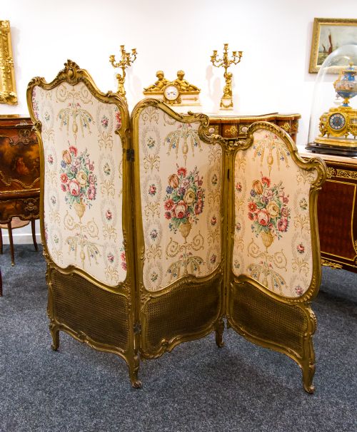 ANTIQUE CARVED GILTWOOD SCREEN ROOM DIVIDER - ADDITIONAL PHOTO 1