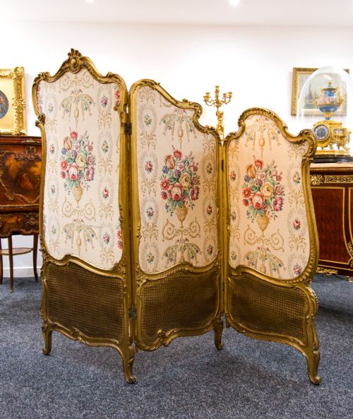 ANTIQUE CARVED GILTWOOD SCREEN ROOM DIVIDER - ADDITIONAL PHOTO 2