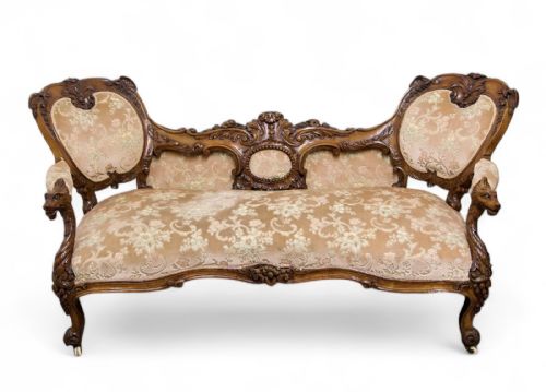 Stunning Antique Carved Walnut Country House Victorian Settee