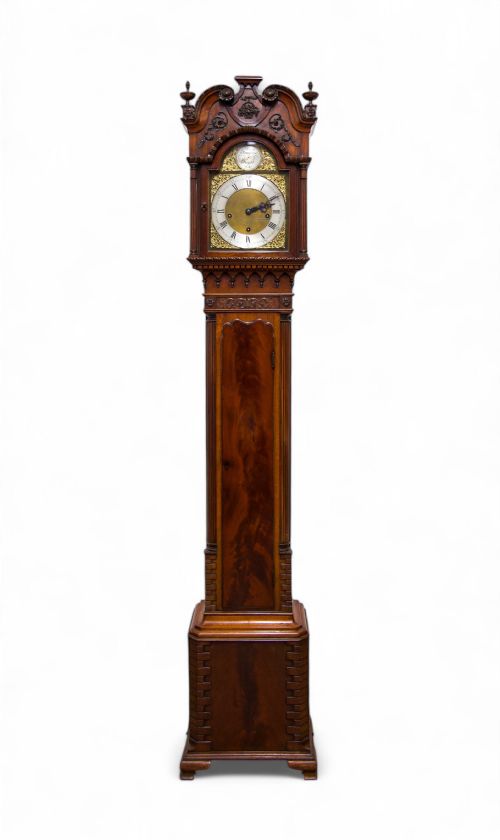 Stunning Antique Chippendale Style Mahogany Grandmother Clock