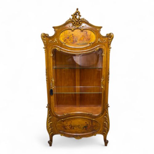 Antique French Carved Walnut Vernis Martin Cabinet