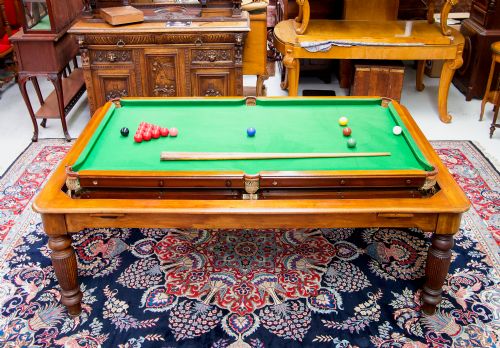 ANTIQUE MAHOGANY FLIP TOP SNOOKER DINING TABLE - ADDITIONAL PHOTO 1