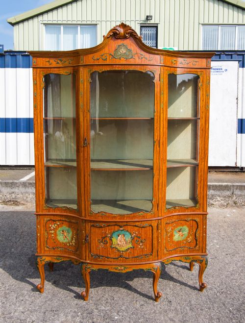 fig 1. Antique Satinwood Painted Display Cabinet
