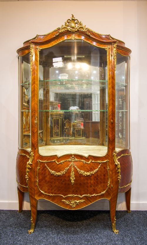 fig 2. Antique French Kingwood Vitrine Cabinet By Maison Mottheau