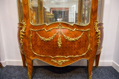 fig 3. Antique French Kingwood Vitrine Cabinet By Maison Mottheau
