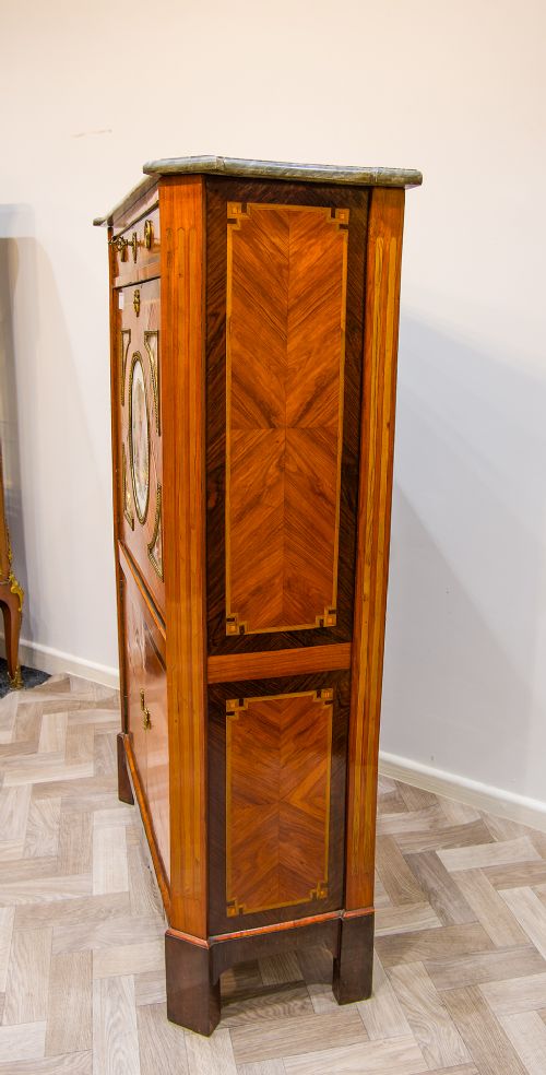 fig 4. Antique French Tulipwood And Kingwood Secretaire Cabinet With Porcelain Panels