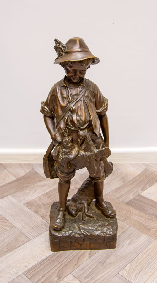 fig 1. Antique Bronze Figure After Auguste Moreau - The Poacher's Triumph