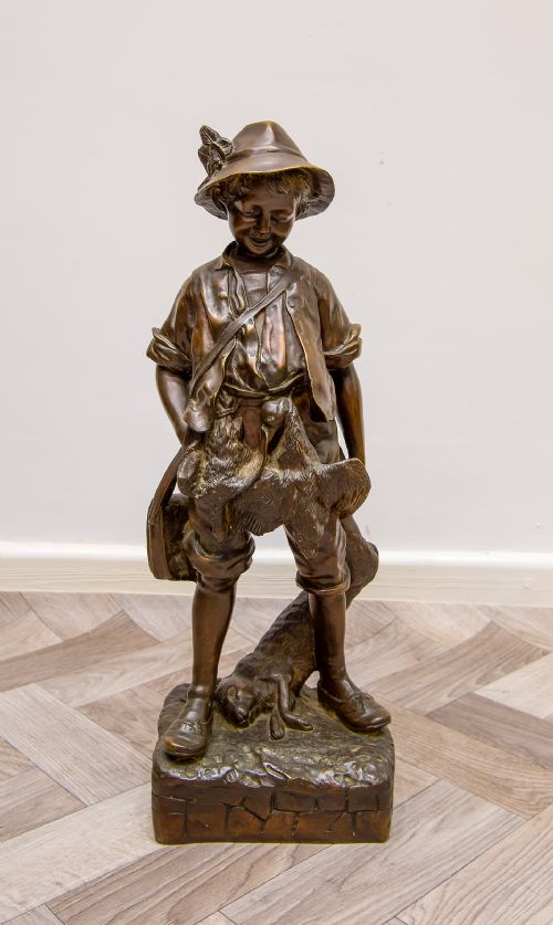 fig 2. Antique Bronze Figure After Auguste Moreau - The Poacher's Triumph