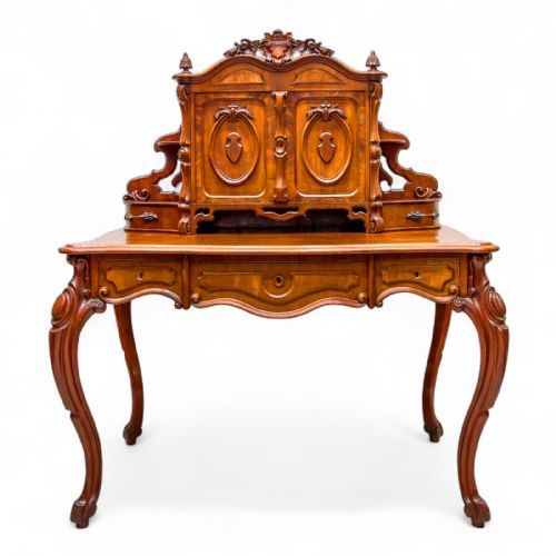 Antique French Mahogany Writing Table with Super Structure / Desk