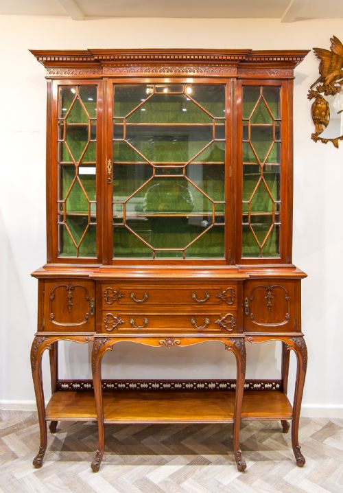 fig 1. Antique Chippendale Style Walnut Display Cabinet
