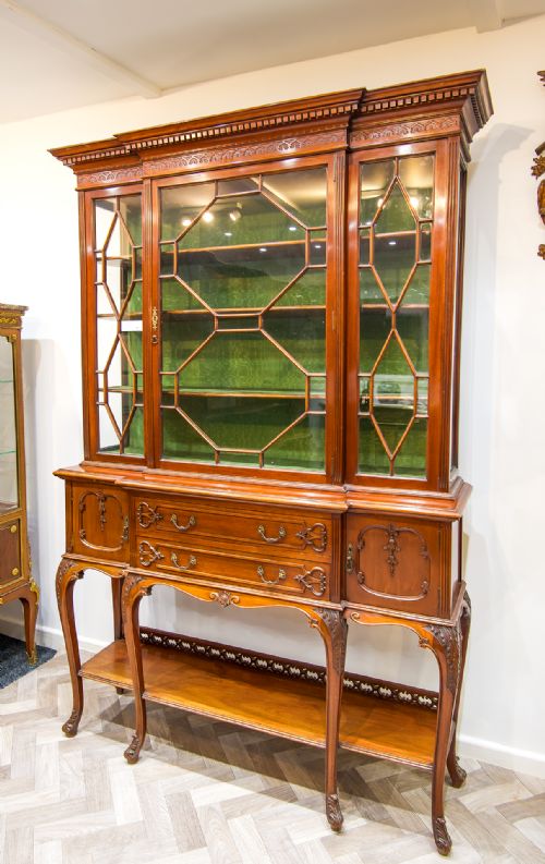 fig 2. Antique Chippendale Style Walnut Display Cabinet