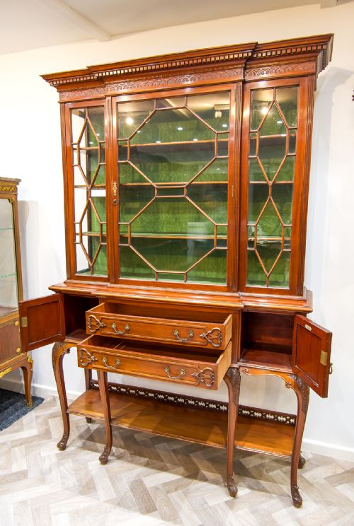 fig 3. Antique Chippendale Style Walnut Display Cabinet