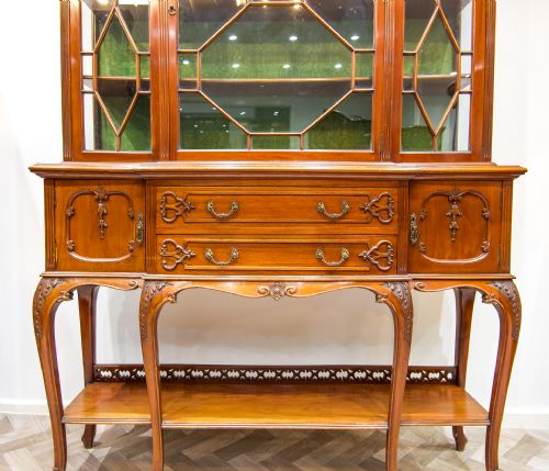 fig 4. Antique Chippendale Style Walnut Display Cabinet