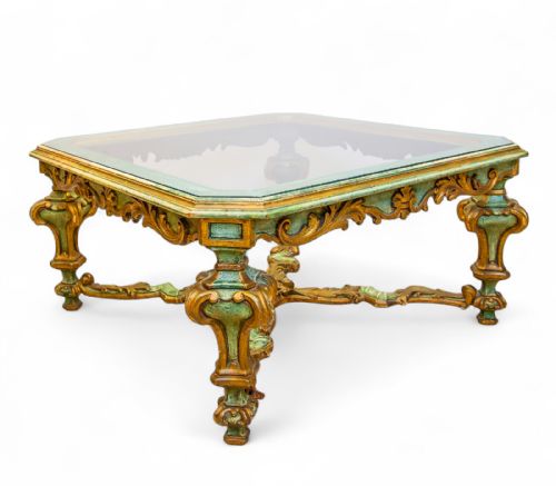 Antique Carved Gilt Painted Italian Coffee Table