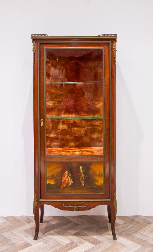 ANTIQUE FRENCH VERNIS MARTIN VITRINE CABINET - ADDITIONAL PHOTO 2