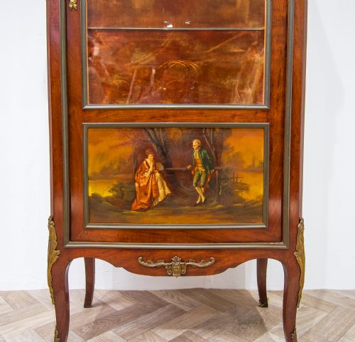 ANTIQUE FRENCH VERNIS MARTIN VITRINE CABINET - ADDITIONAL PHOTO 4