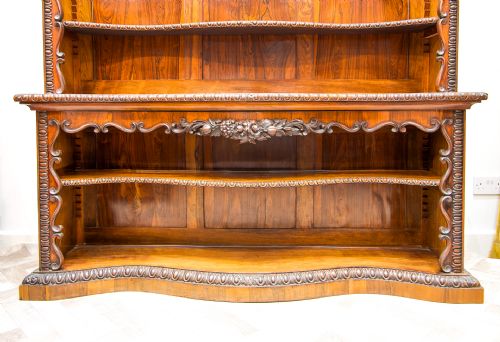 fig 3. Antique 19th Century Rosewood Serpentine Open Bookcase With Adjustable Shelves