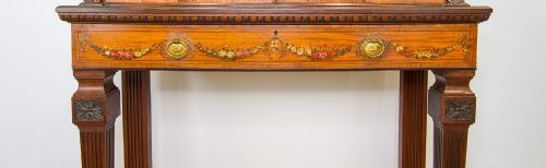 fig 2. Antique Mahogany & Satinwood Painted Display Cabinet on Stand Hobbs & Sons Lock