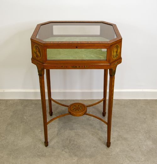fig 1. Antique Satinwood Painted Display Table / Bijouterie Table 