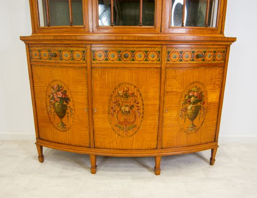 fig 2. Antique Satinwood Painted Display Cabinet / Bookcase