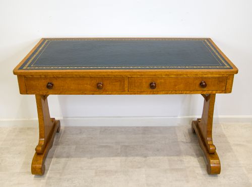 Antique 19th Century Maplewood Writing Desk with Leather Inset Top