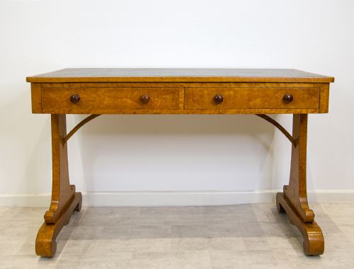 fig 2. Antique 19th Century Maplewood Writing Desk with Leather Inset Top