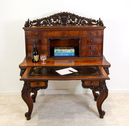 fig 3. Antique Carved Mahogany Writing Desk c.1900