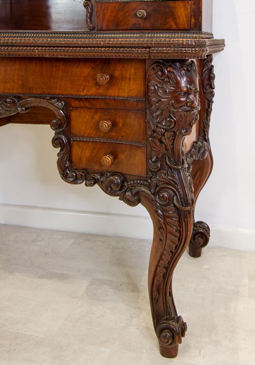 fig 4. Antique Carved Mahogany Writing Desk c.1900