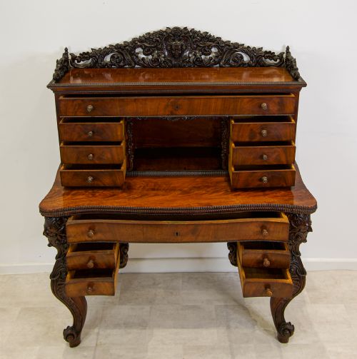 fig 5. Antique Carved Mahogany Writing Desk c.1900