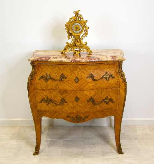fig 1. Antique French Kingwood Marble Top Commode / Chest Signed Bruneau c.1880