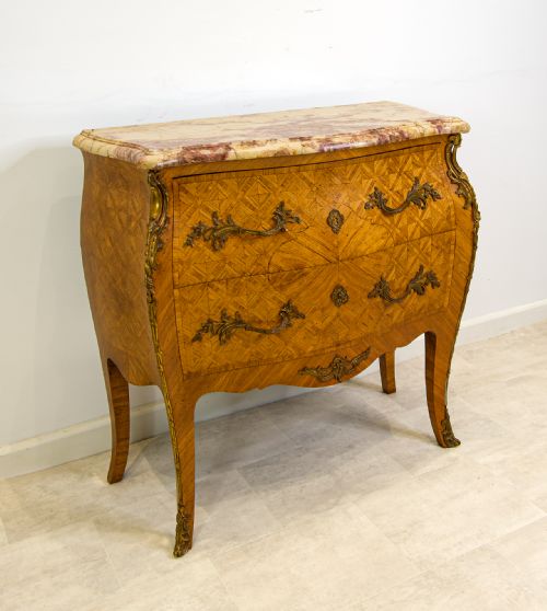 fig 2. Antique French Kingwood Marble Top Commode / Chest Signed Bruneau c.1880