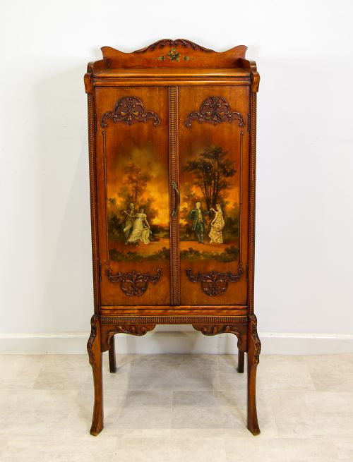Antique Painted Mahogany Music Cabinet
